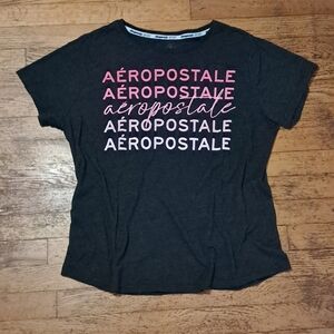 Aeropostale Black Tee with Pink Text